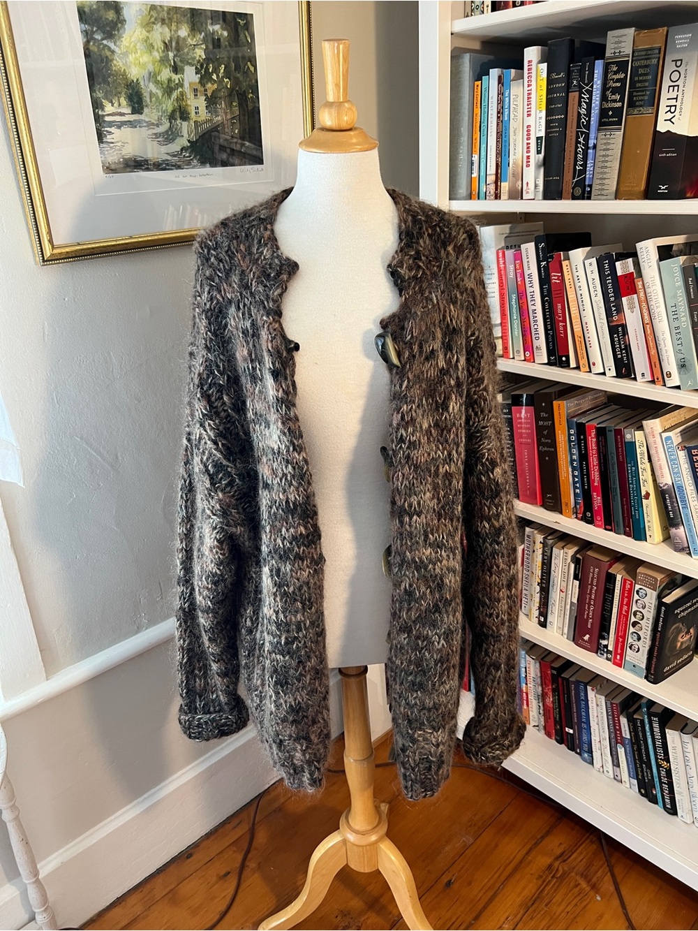 Cozy Chunky Open-Front Brown Heathered Women's Sweater